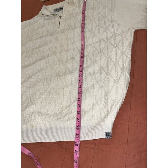 Stacy Adams Ivory Cable Zip-up Sweater Men's Size XXL Classy - Picture 7 of 9